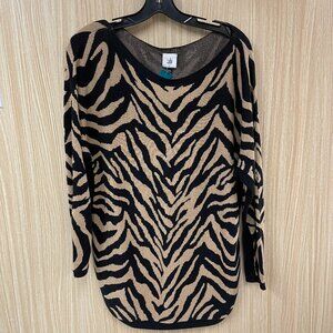 CAbi Brown Print Sweater Size Small